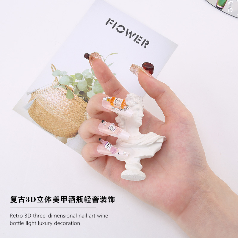 ワインボトルの形をした3Dミニチュアチャーム,マニキュア用ジ - Nail Art Red Wine のレビューと価格