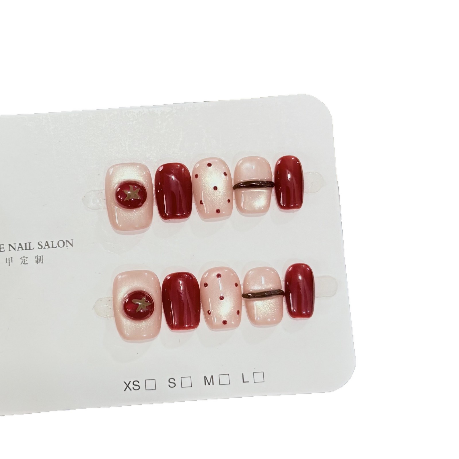 10個入り ヌードパールキャットアイワイン ハンドメイドネイ - Nail Art Red Wine Cat Eye のレビューと価格